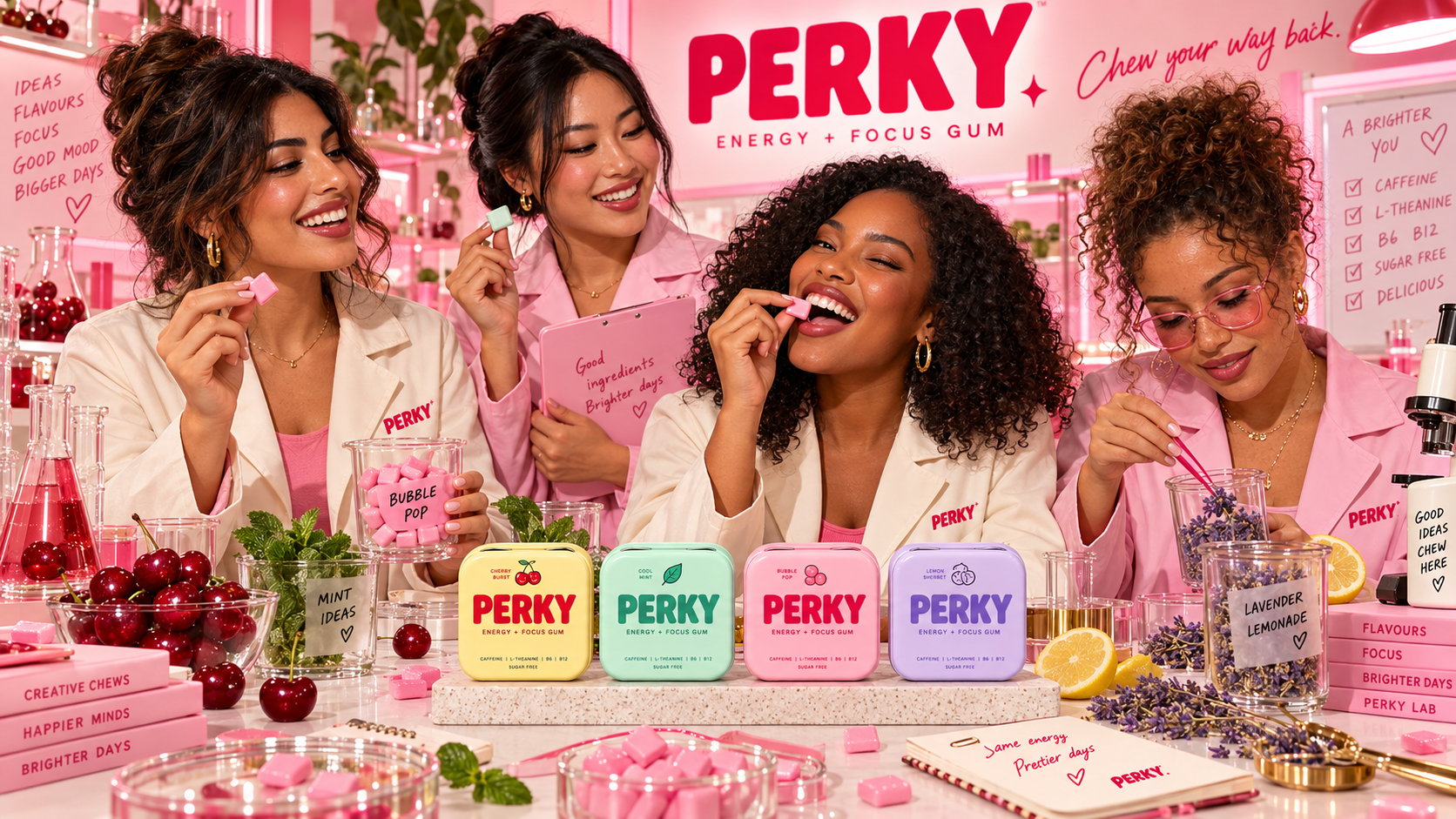 The diverse PERKY Lab team creating the gum